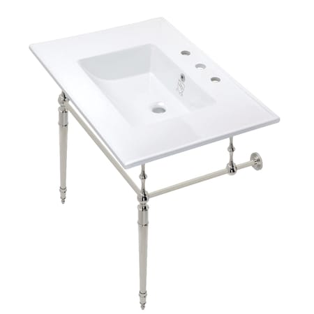 Fauceture KVPB31227W8PN Edwardian 31" Console Sink Set, White/Polished Nickel KVPB31227W8PN